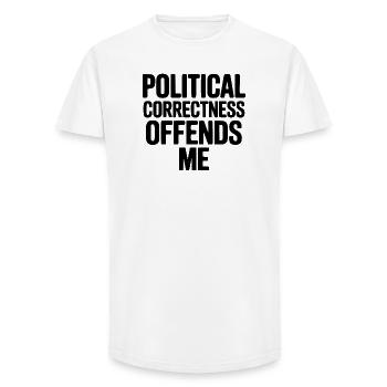 Politische Korrektheit beleidigt mich - Long Fit Männer T-Shirt - Weiß - Vorne - AI Model Male 185 light (185cm)