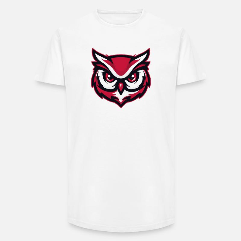 Maskottchen Eule Red White - Long Fit Männer T-Shirt - Weiß