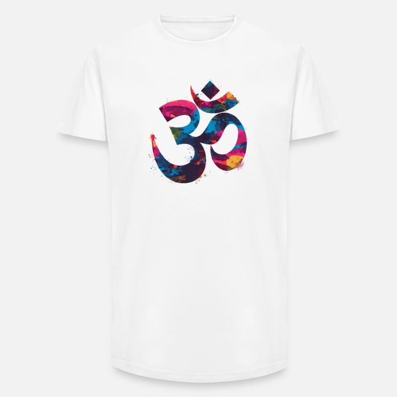 Buntes Om Symbol im Graffiti Style - Long Fit Männer T-Shirt - Weiß