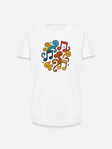 Bunte Musiknoten - Long Fit Männer T-Shirt - Weiß