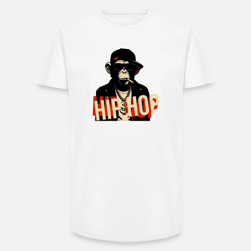 Hip-Hop-Schimpansen-Bling-Ikone - Long Fit Männer T-Shirt - Weiß