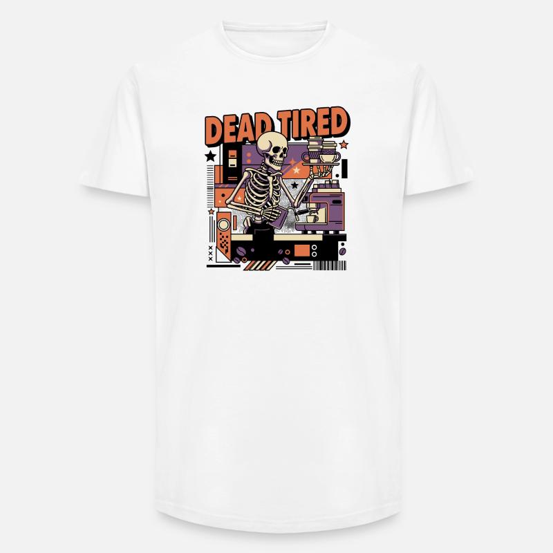 Dead tired coffee skeleton kitchen setting - Long Fit Men's T-Shirt - white