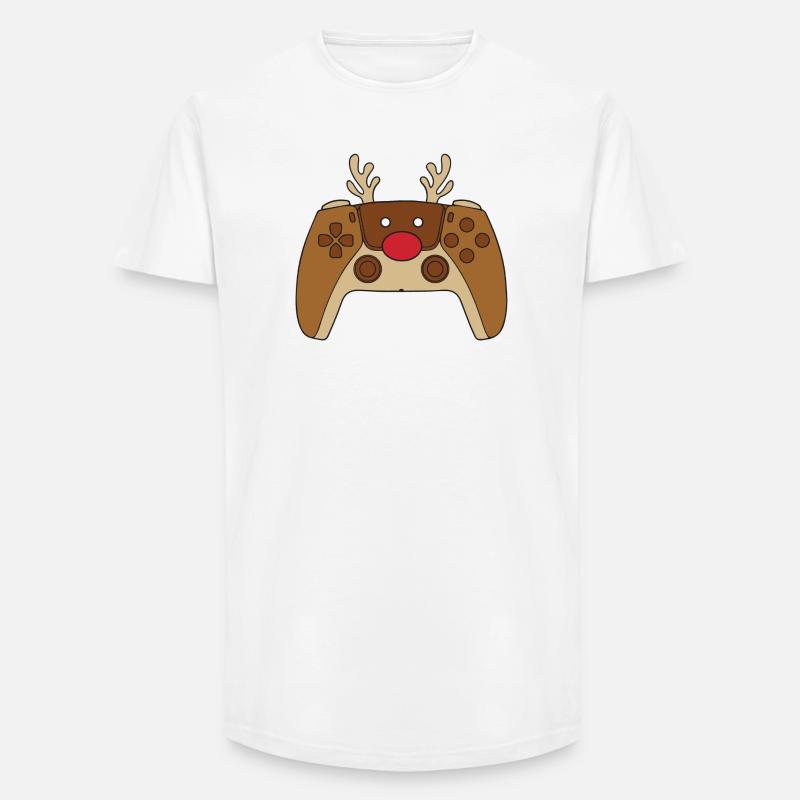 Reindeer Video Game Controller Christmas Player - Long Fit Men's T-Shirt - white