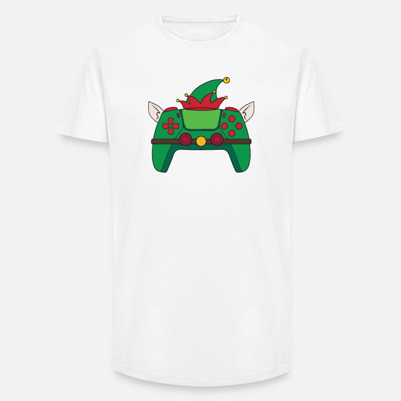Elf Videospiel-Controller Weihnachts-Gamer-Elf - Long Fit Männer T-Shirt - Weiß