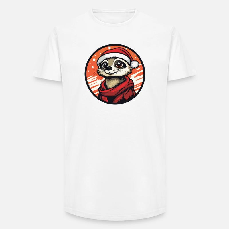 Erdmännchen  mit Santa-Hut - Long Fit Männer T-Shirt - Weiß