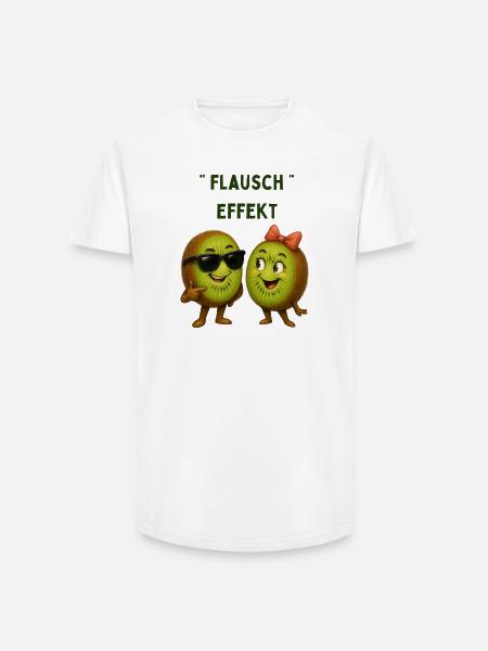 Fluffy Effect Kiwi Duo - Long Fit Men's T-Shirt - white