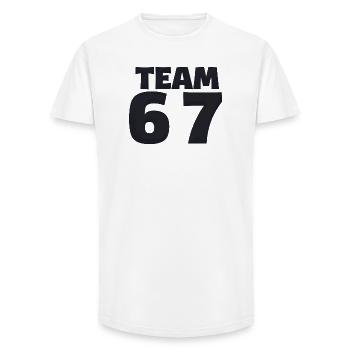 Team 6 7 - Long Fit Männer T-Shirt - Weiß - Vorne - AI Model Male 185 light (185cm)