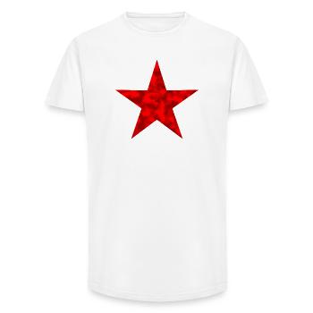 Rouge étoile - Avec motif de camouflage - T-shirt coupe longue homme - blanc - Devant - AI Model Male 185 light (185cm)