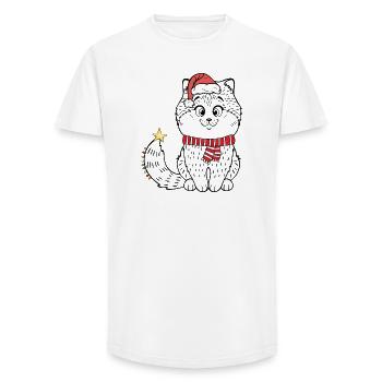 Christmas cat - Long Fit Men's T-Shirt - white - Front - AI Model Male 185 light (185cm)