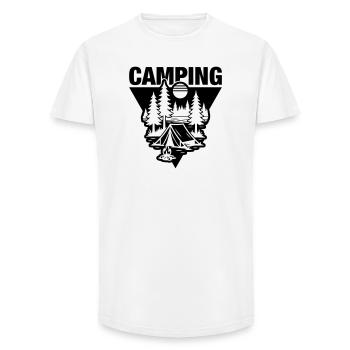 Camping sous tente Symbole de la nature - T-shirt coupe longue homme - blanc - Devant - AI Model Male 185 light (185cm)