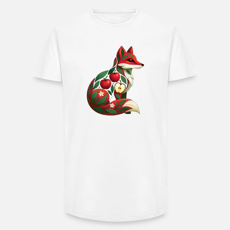 Fuchs Apfel - Long Fit Männer T-Shirt - Weiß