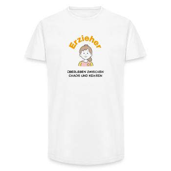Educator – Heroine Between Chaos &amp; Cookies - Long Fit Men's T-Shirt - white - Front - AI Model Male 185 light (185cm)