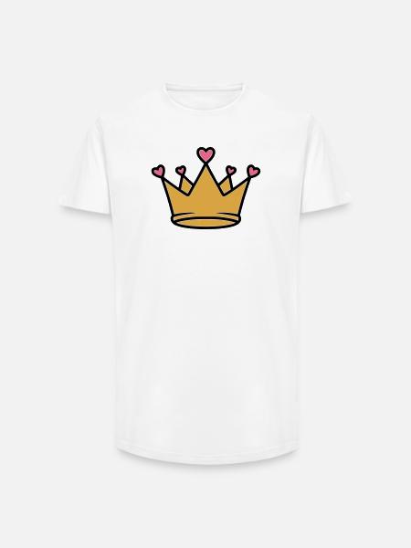 Cute Princess Crown Hearts Vector - Long Fit Men's T-Shirt - white