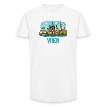 Panorama de Vienne : Silhouette historique - T-shirt coupe longue homme - blanc - Devant - AI Model Male 185 light (185cm)