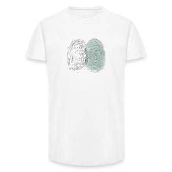 Fingerabdruck & Baumringe – Natur Identität - Long Fit Männer T-Shirt - Weiß - Vorne - AI Model Male 185 light (185cm)