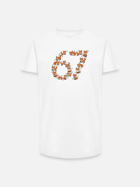 Fox Ring Pattern 67 Meme - Long Fit Men's T-Shirt - white