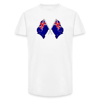 Neuseeland Cross-Flaggen - Long Fit Männer T-Shirt - Weiß - Vorne - AI Model Male 185 light (185cm)