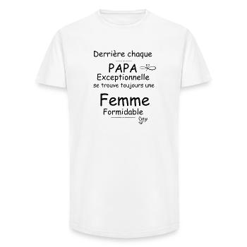 Hinter jedem außergewöhnlichen PAPA steht immer - Long Fit Männer T-Shirt - Weiß - Vorne - AI Model Male 185 light (185cm)