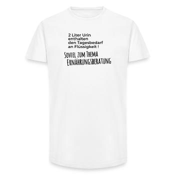 Tagesbedarf Flüssigkeit - Long Fit Männer T-Shirt - Weiß - Vorne - AI Model Male 185 light (185cm)