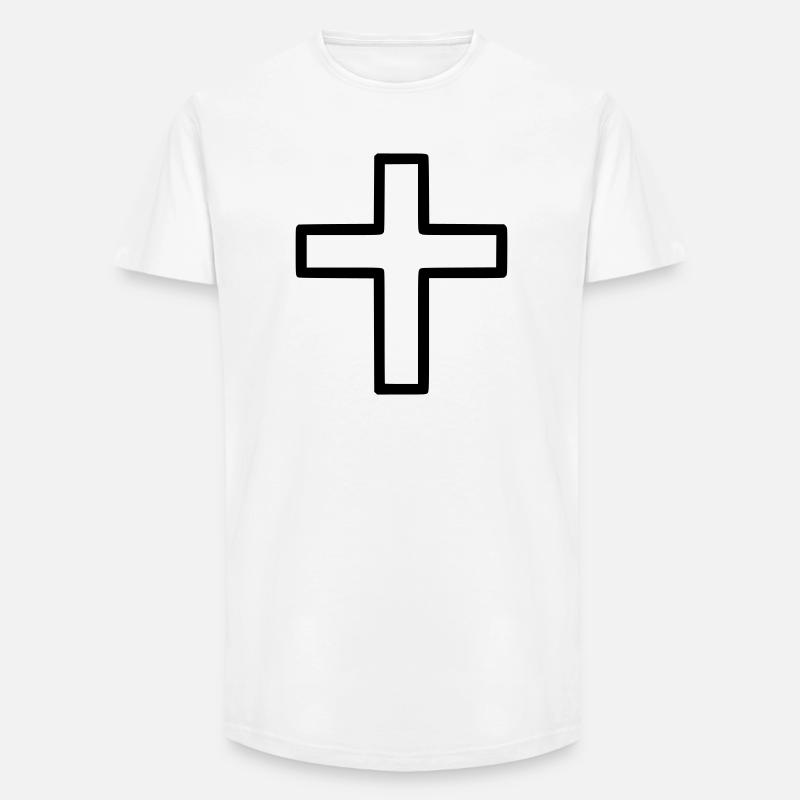 Dickes Kreuz Outline Comic Symbol - Long Fit Männer T-Shirt - Weiß