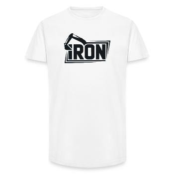 Iron Crane Bold Logo Tee - Long Fit Männer T-Shirt - Weiß - Vorne - AI Model Male 185 light (185cm)