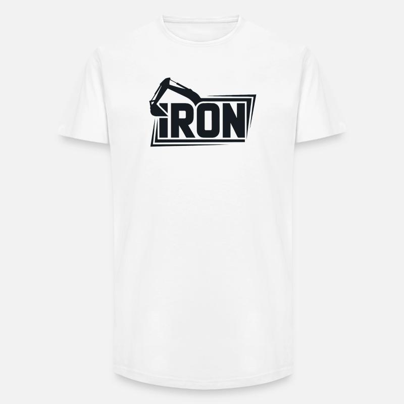 Iron Crane Bold Logo Tee - Long Fit Männer T-Shirt - Weiß