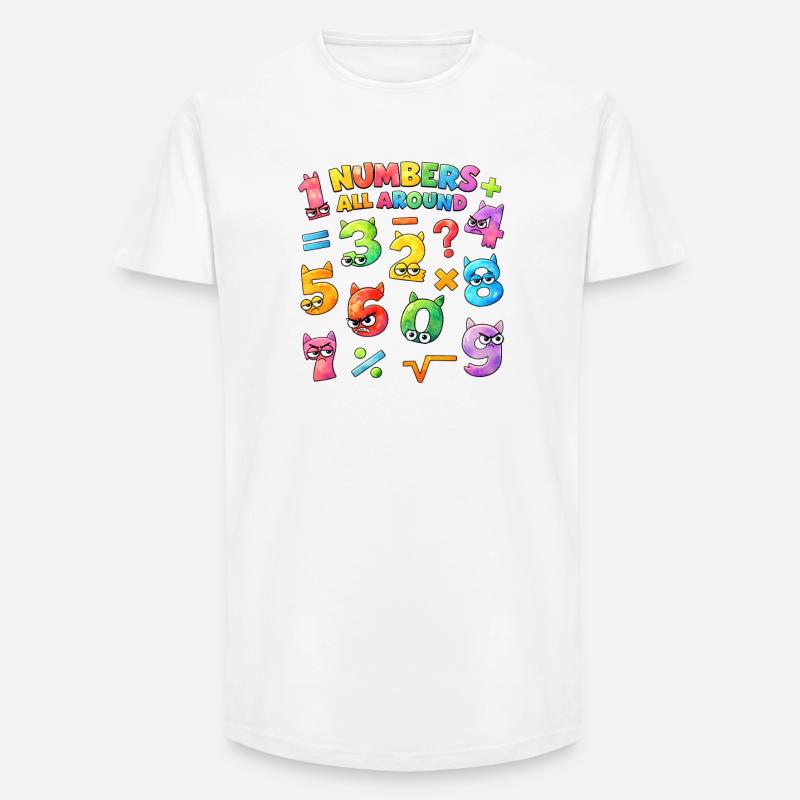 Rainbow Math Faces & Numbers - Long Fit Männer T-Shirt - Weiß