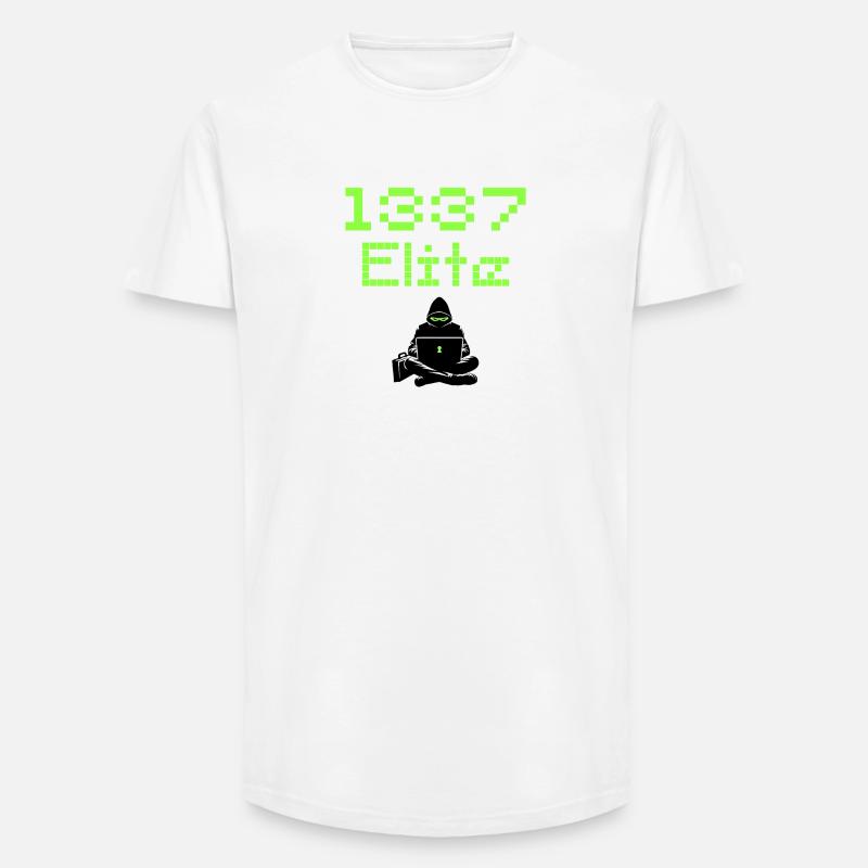 1337 Elite Hacker Squad, Leet Hacker - Long Fit Men's T-Shirt - white