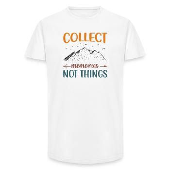 Mountains - Collect Memories Not Things - Long Fit Men's T-Shirt - white - Front - AI Model Male 185 light (185cm)