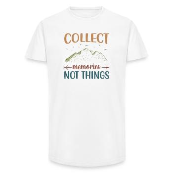 Mountains - Collect Memories Not Things - Long Fit Men's T-Shirt - white - Front - AI Model Male 185 light (185cm)