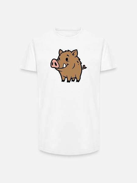 Süßes Wildschwein Comic Glücksbringer - Long Fit Männer T-Shirt - Weiß