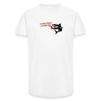 Graffiti-Hai mit roter Schrift - Long Fit Männer T-Shirt - Weiß - Vorne - AI Model Male 185 light (185cm)