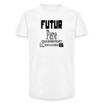 Futur Père Chargement En Cours - T-shirt coupe longue homme - blanc - Devant - AI Model Male 185 light (185cm)