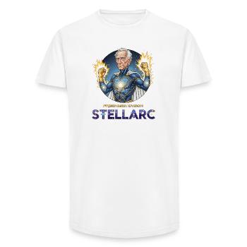 Stellarc Cosmic Hero - Long Fit Men's T-Shirt - white - Front - AI Model Male 185 light (185cm)