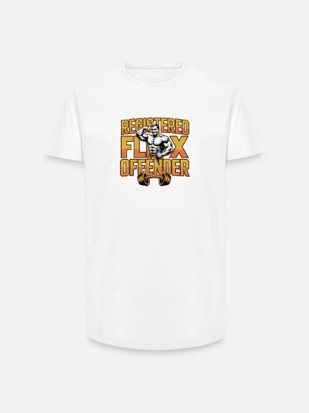 Registered Flex Offender - Funny Gym Tshirt - Long Fit Men's T-Shirt - white