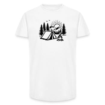 Zelt Natur Outdoor Camp - Long Fit Männer T-Shirt - Weiß - Vorne - AI Model Male 185 light (185cm)