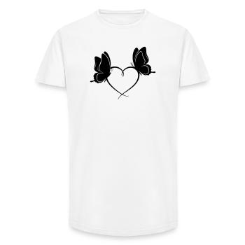 Schmetterlinge Herz – Liebe & Freiheit Design - Long Fit Männer T-Shirt - Weiß - Vorne - AI Model Male 185 light (185cm)