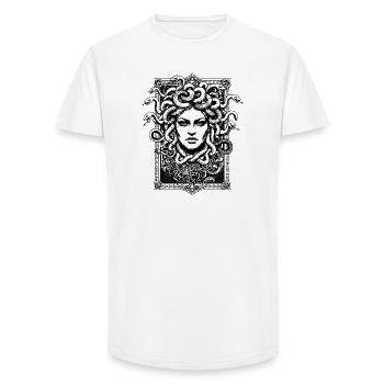 Medusa Greek Goddess with snakes illustration - Long Fit Men's T-Shirt - white - Front - AI Model Male 185 light (185cm)