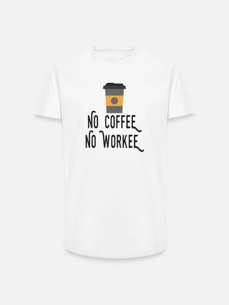 No Coffee No Workee - Long Fit Men's T-Shirt - white
