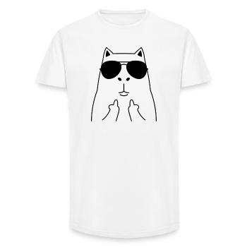 Visage de chat avec des lunettes de soleil - T-shirt coupe longue homme - blanc - Devant - AI Model Male 185 light (185cm)