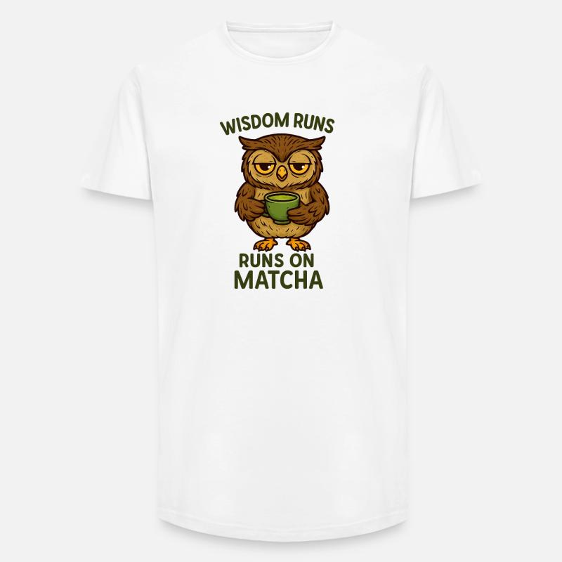 Matcha Eule / Uhu - Long Fit Männer T-Shirt - Weiß