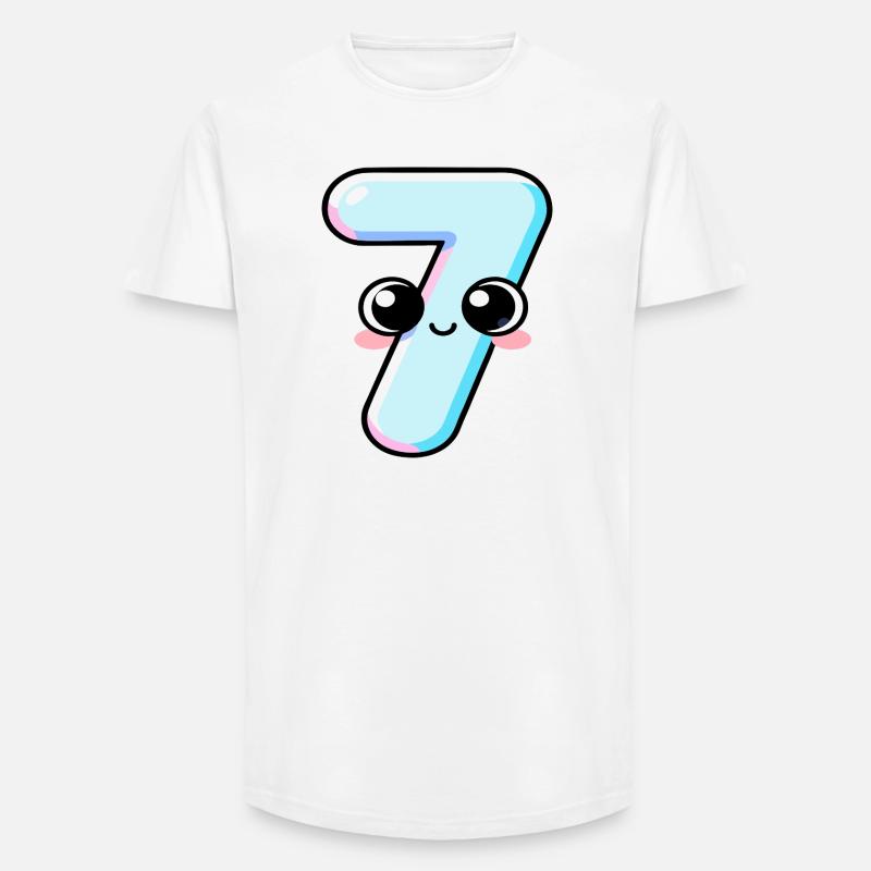 Nummer 7 Kawaii-Kuchen - Long Fit Männer T-Shirt - Weiß