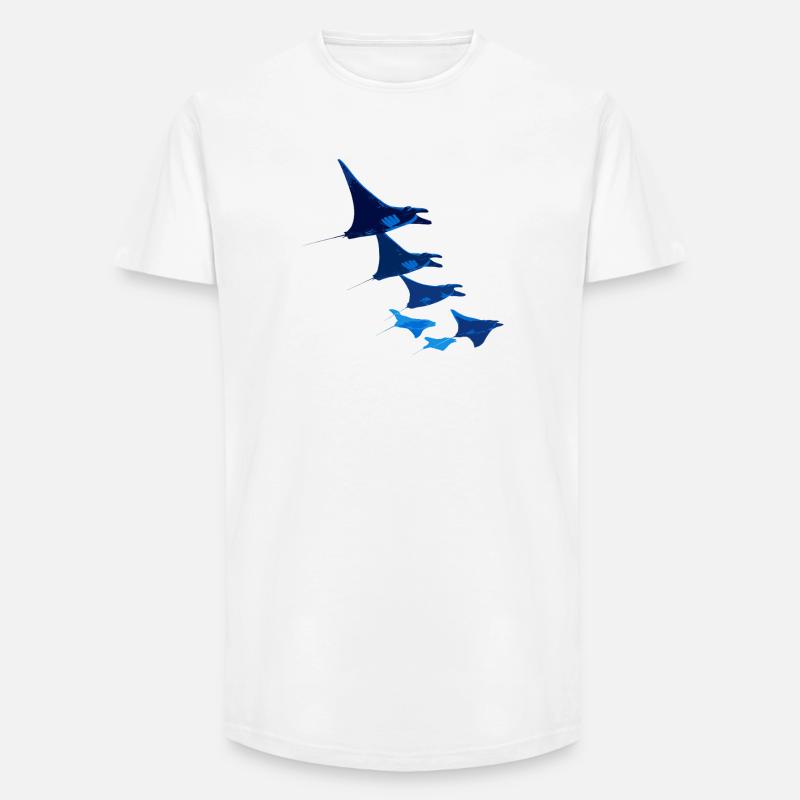Manta Ray, Devil Ray, Stingray, Diver - Long Fit Men's T-Shirt - white