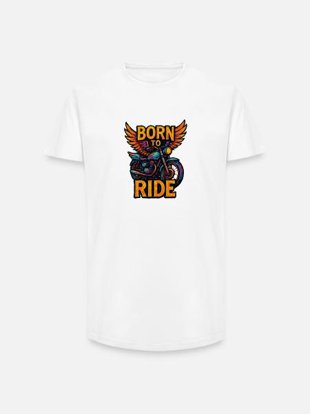 Born to Ride - Moto - Biker - T-shirt coupe longue homme - blanc