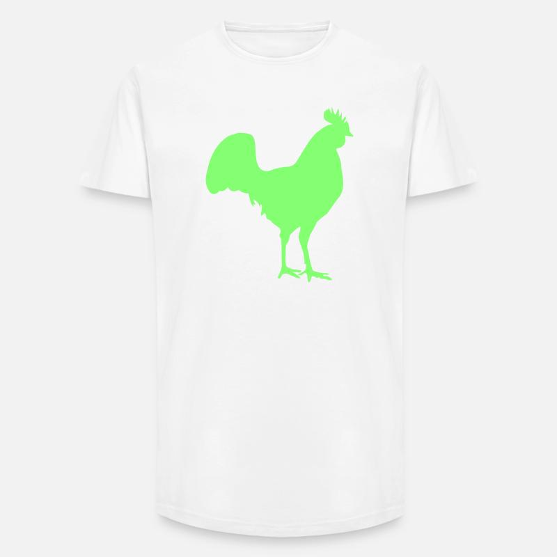 Hahn Rooster Silhouette - Long Fit Männer T-Shirt - Weiß