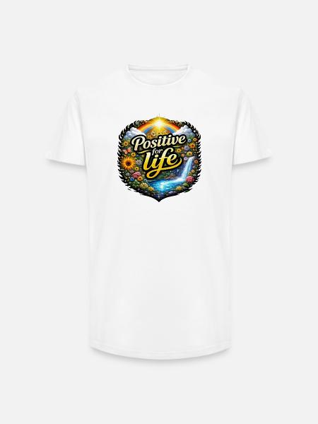 Positive for life - Long Fit Men's T-Shirt - white