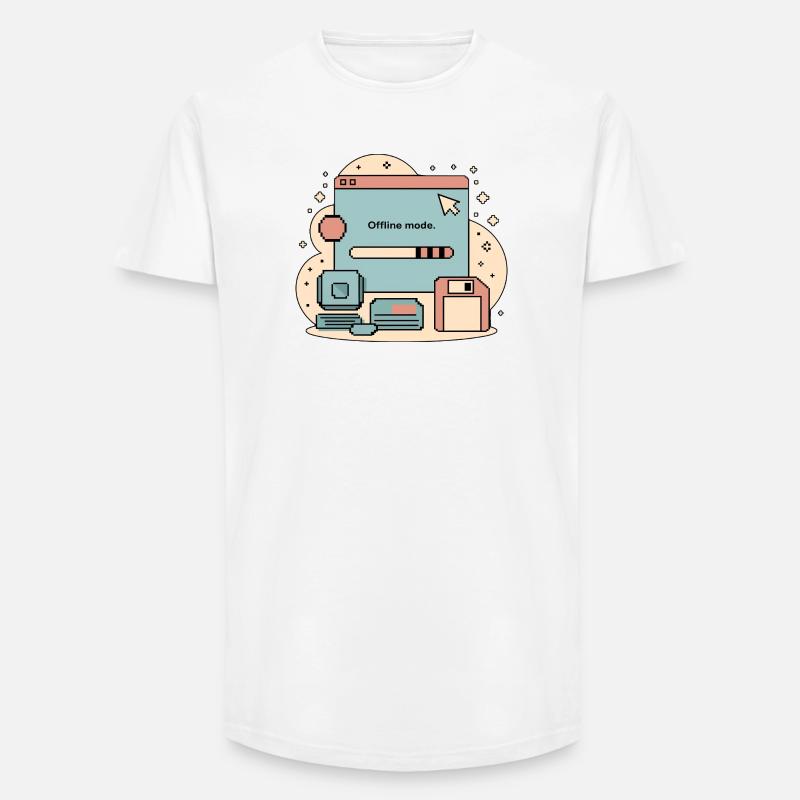Offline Mode Retro Internet - Long Fit Männer T-Shirt - Weiß