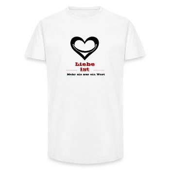 L’amour est rouge Rétro Typographe - T-shirt coupe longue homme - blanc - Devant - AI Model Male 185 light (185cm)