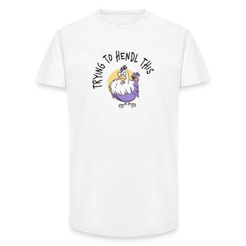 Purple Chicken Velcro Charm - Long Fit Men's T-Shirt - white - Front - AI Model Male 185 light (185cm)