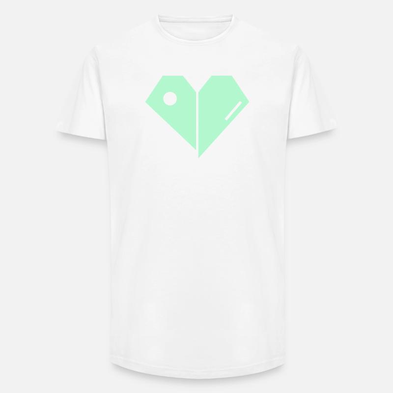 Mint Herz Split Minimalist - Long Fit Männer T-Shirt - Weiß